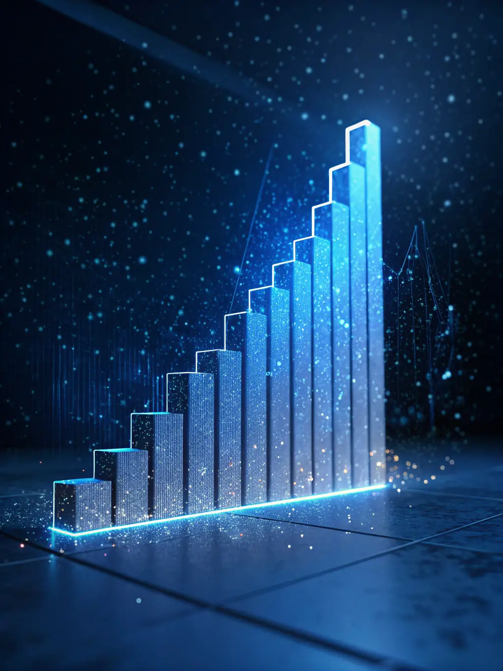 A close-up shot of a graph trending upwards, overlaid with a magnifying glass, symbolizing careful analysis and growth potential in value investing.